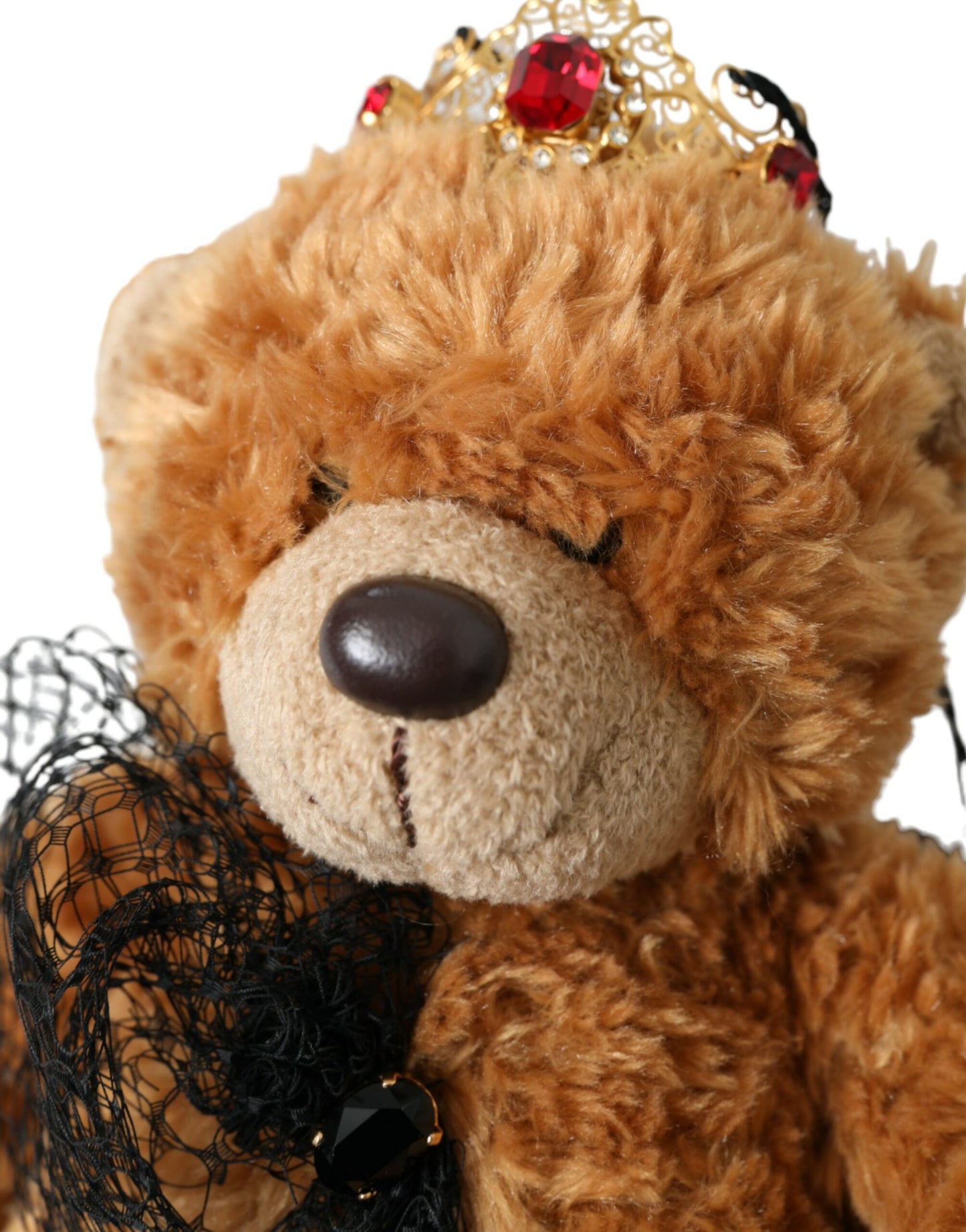 Dolce & Gabbana Brown Teddy Bear Gold Crystal Crown Hair Band Diadem - KALAJ