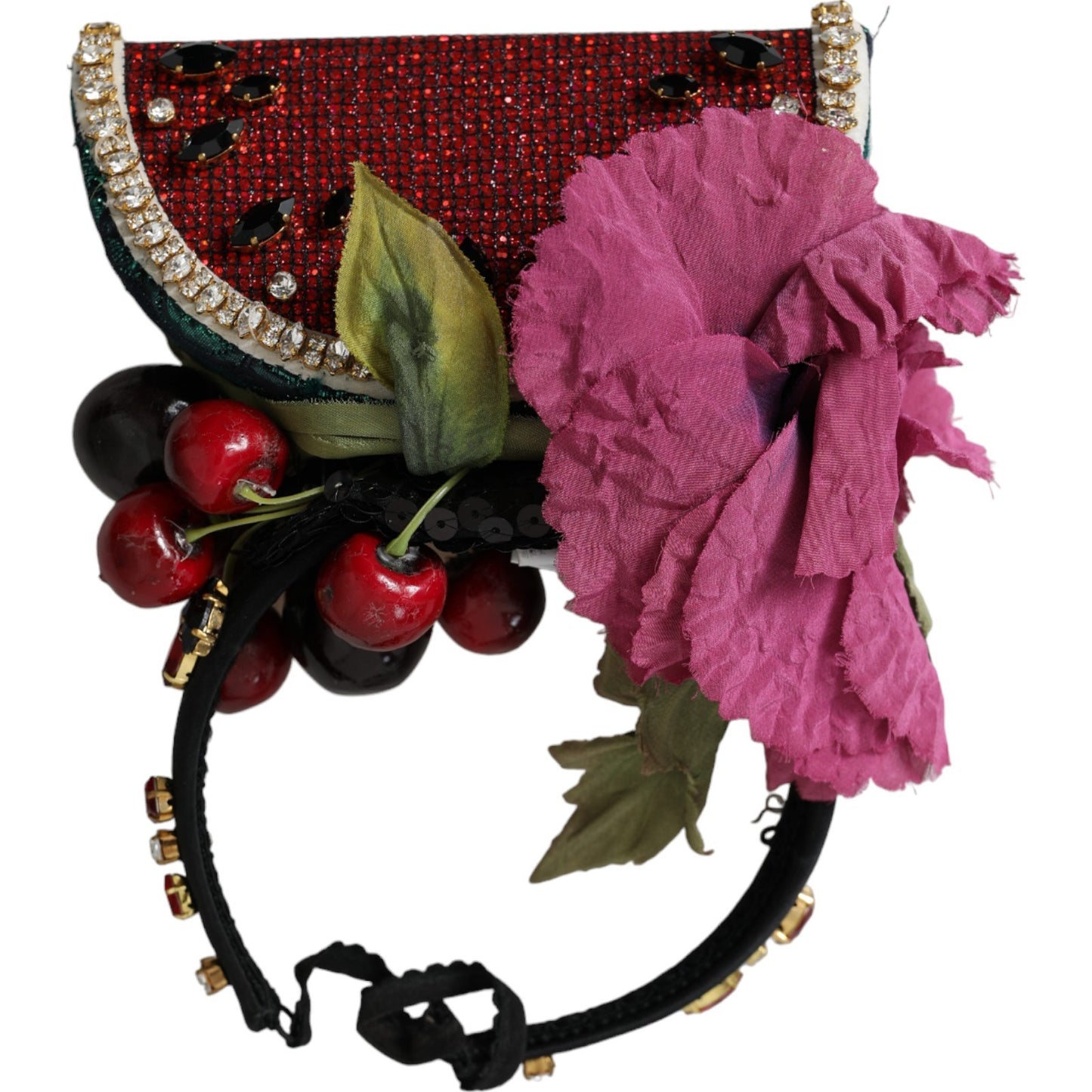 Dolce & Gabbana Red Watermelon Cherry Crystal Hairband Statement Diadem - KALAJ