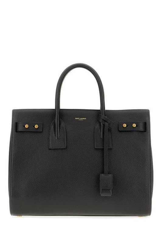 Saint Laurent Black Calf Leather Sac De Jour Handbag - KALAJ