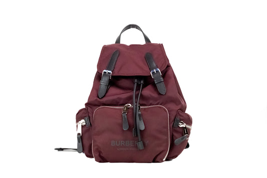 Burberry Medium Burgundy Econyl Nylon Rucksack Drawstring Backpack Bookbag - KALAJ