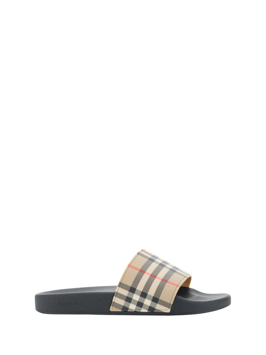 Burberry Brown Rubber Slides Sandals