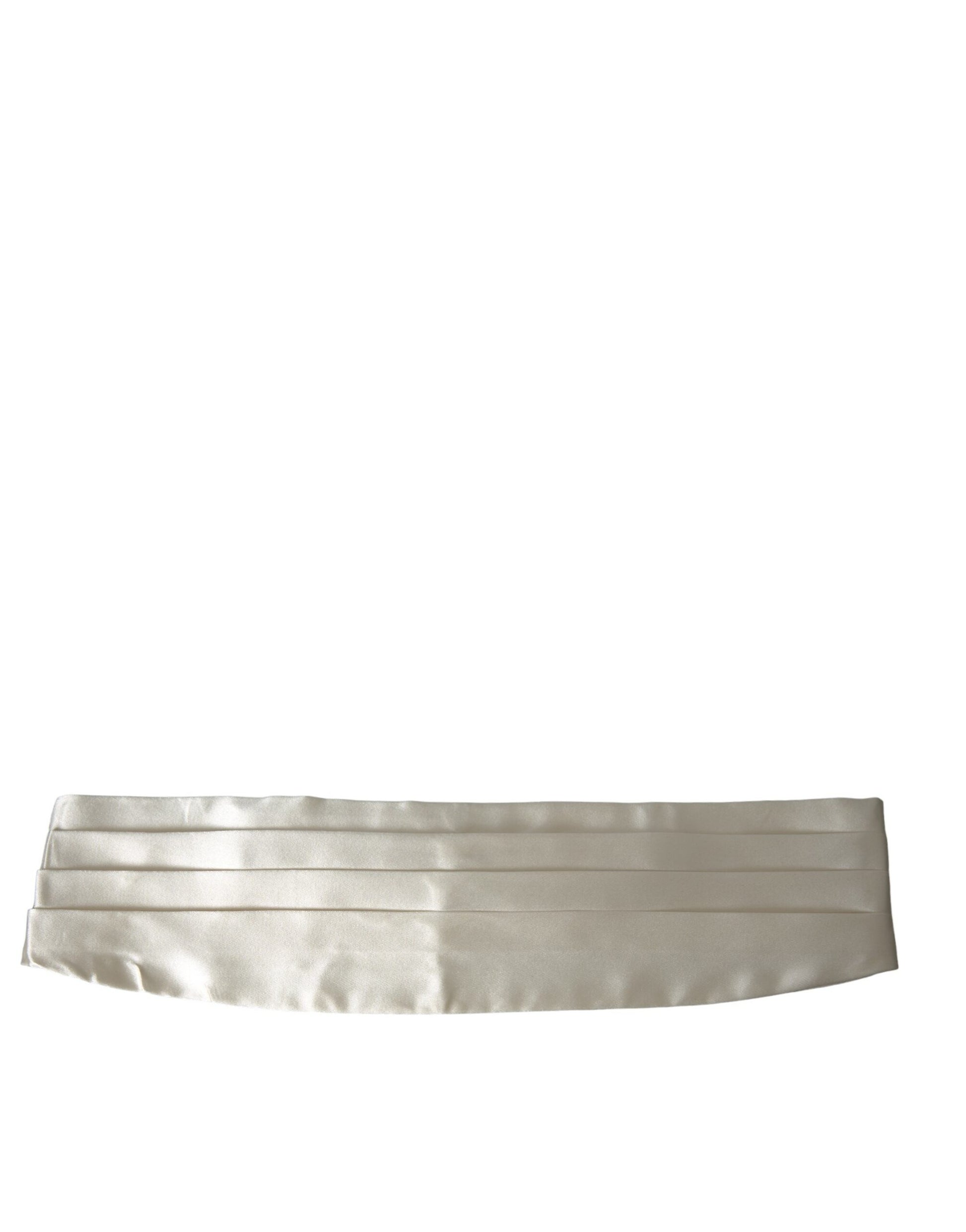 Dolce & Gabbana White Men Wide Waist Silk Belt Cummerbund - KALAJ