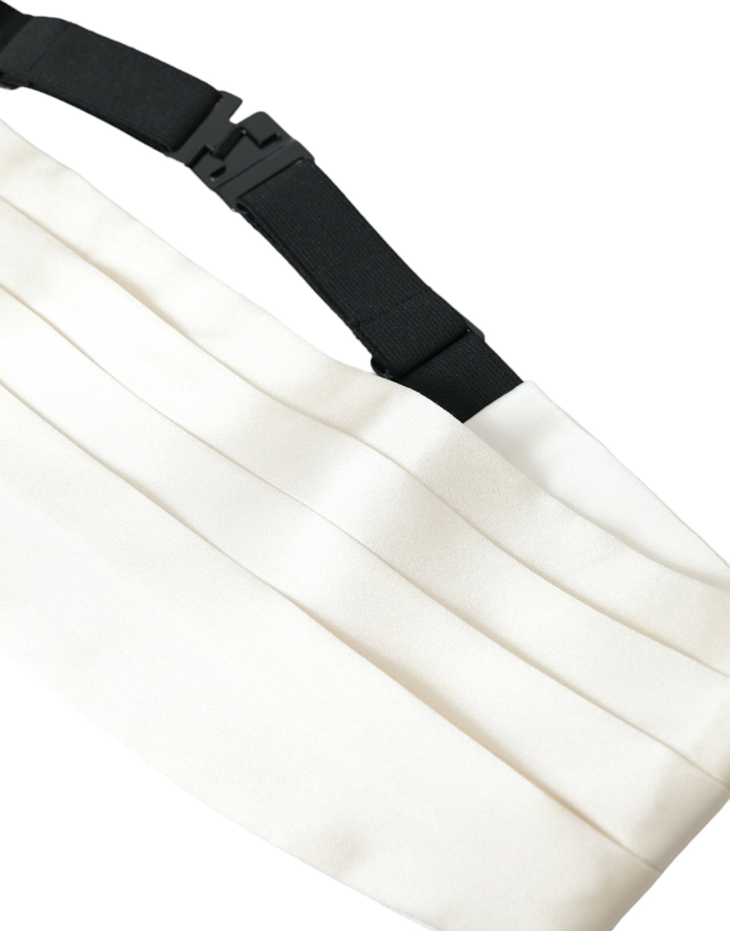 Dolce & Gabbana White Men Wide Waist Silk Belt Cummerbund - KALAJ