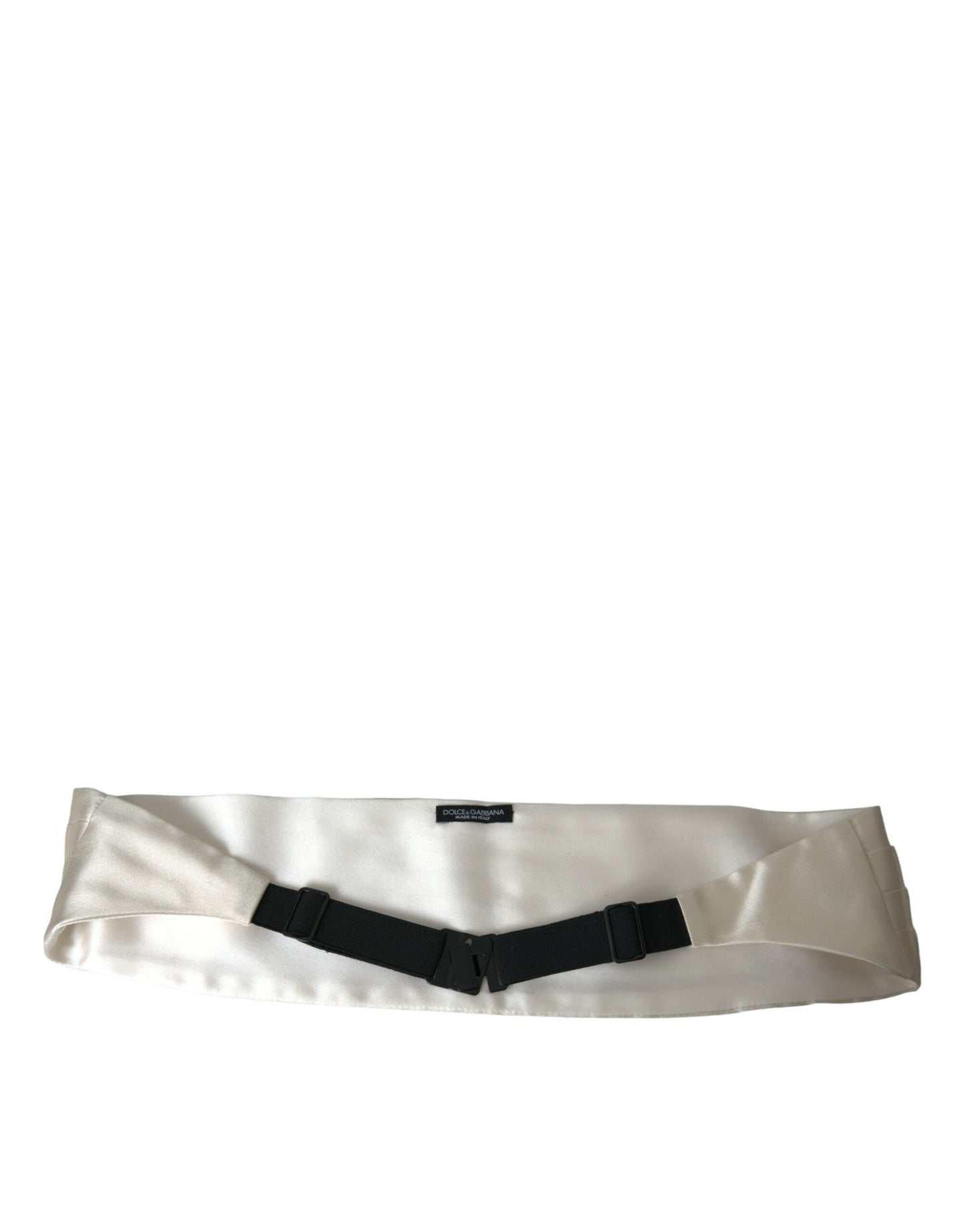 Dolce & Gabbana White Men Wide Waist Silk Belt Cummerbund - KALAJ