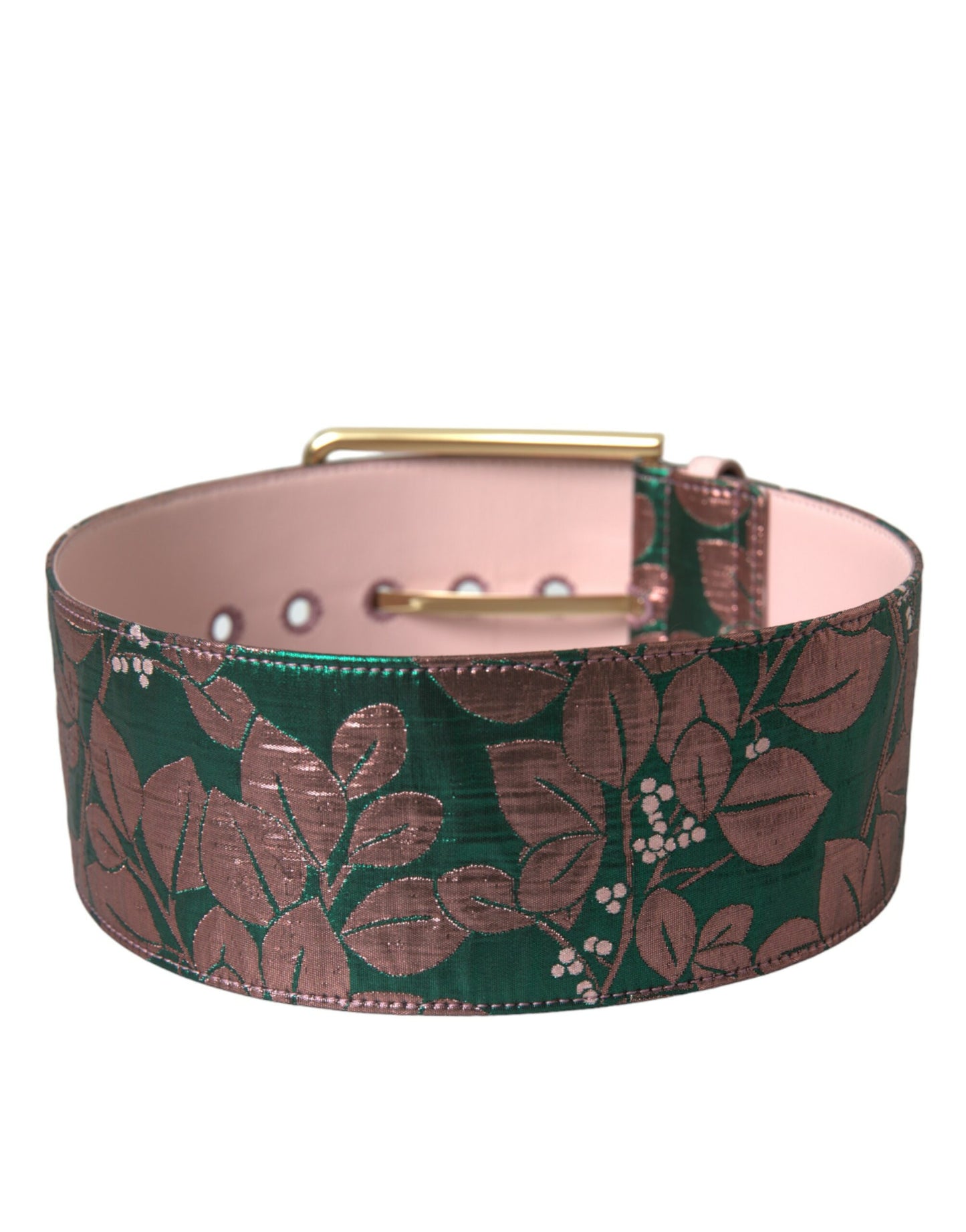 Dolce & Gabbana Multicolor Floral Jacquard Lurex Gold Buckle Belt - KALAJ