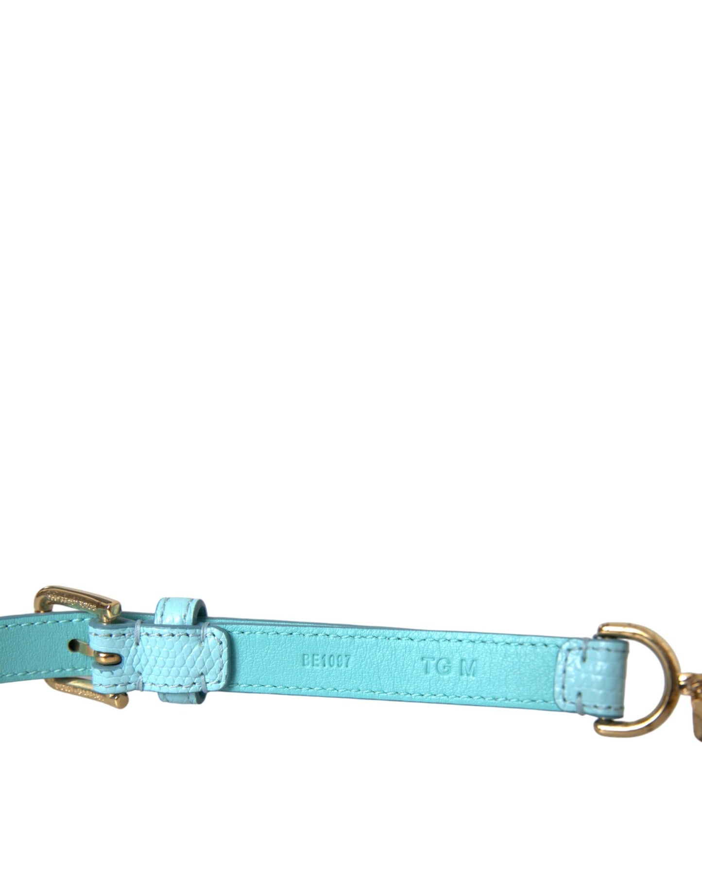 Dolce & Gabbana Light Blue Leather Crystal Chain Waist Belt - KALAJ