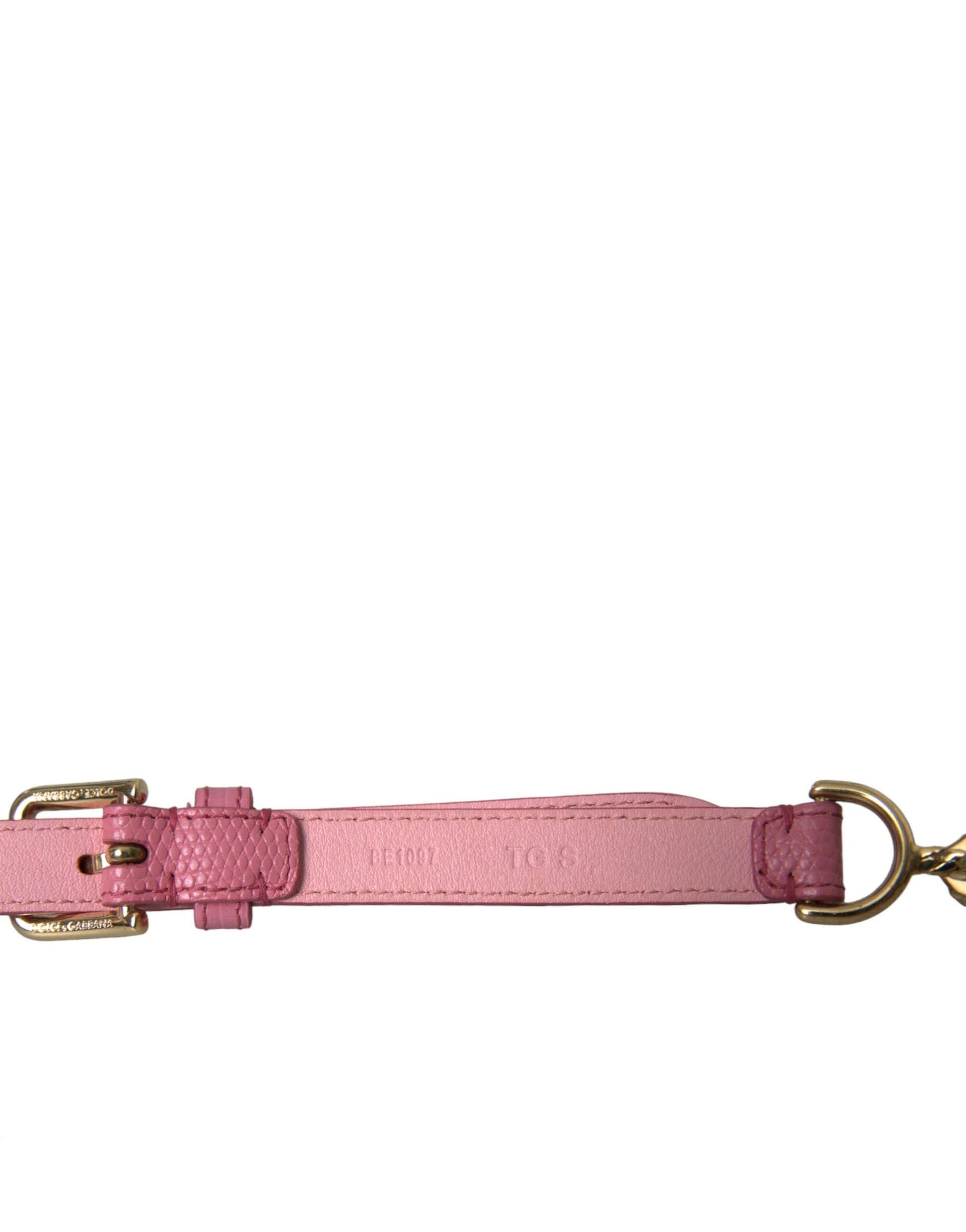 Dolce & Gabbana Pink Leather Crystal Chain Embellished Belt - KALAJ