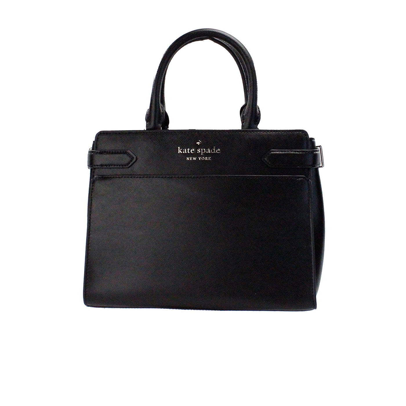 Kate Spade Staci Medium Black Saffiano Leather Crossbody Satchel Bag Handbag - KALAJ