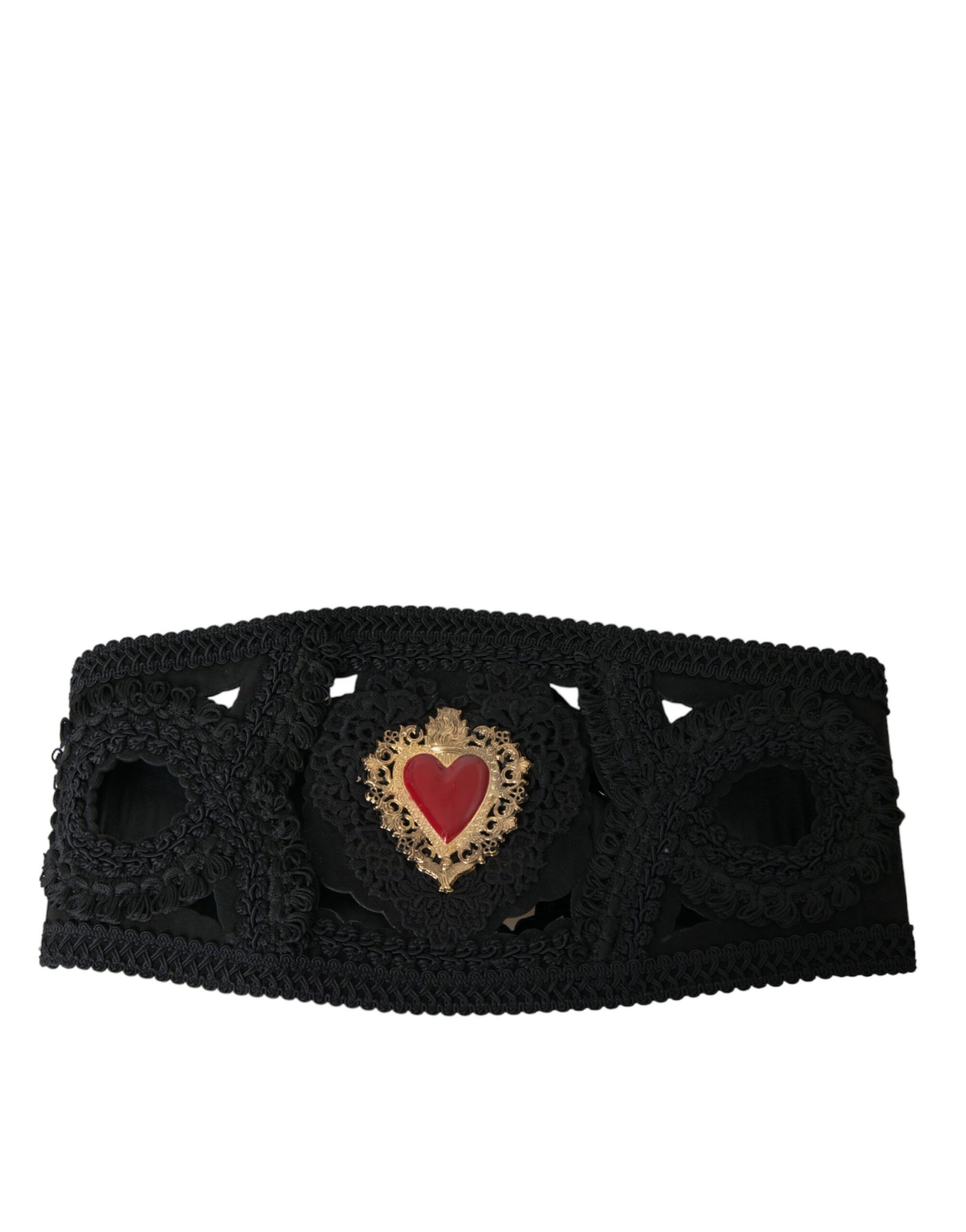 Dolce & Gabbana Black Canvas Embellished Waist Women Belt - KALAJ