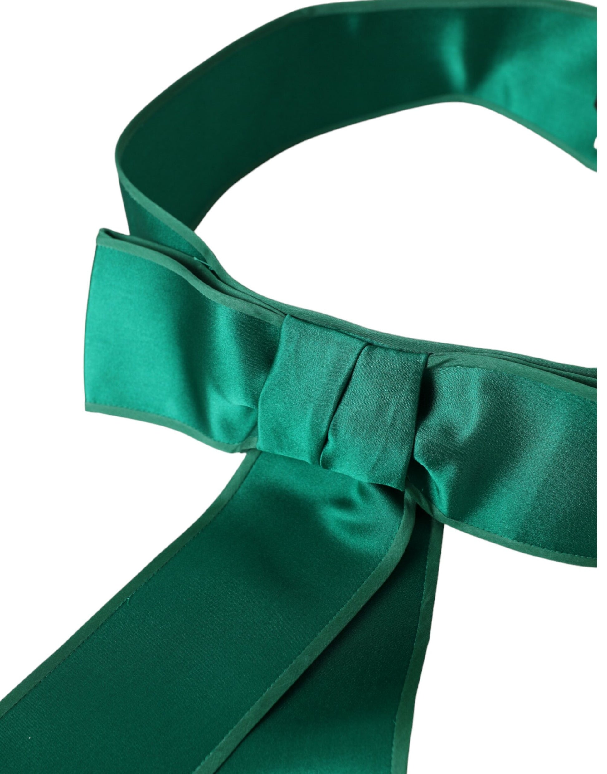 Dolce & Gabbana Green Silk Satin Waist Women Belt - KALAJ