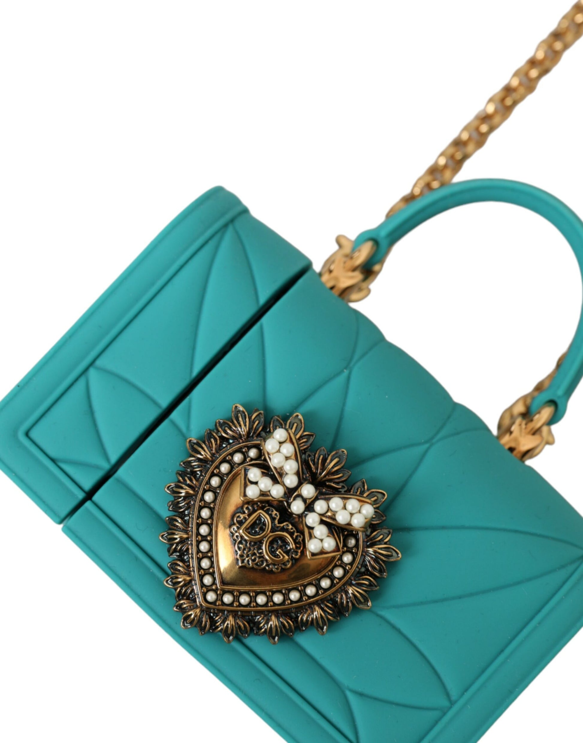 Dolce & Gabbana Turquoise Silicone Devotion Heart Cover Bag Airpods Case - KALAJ