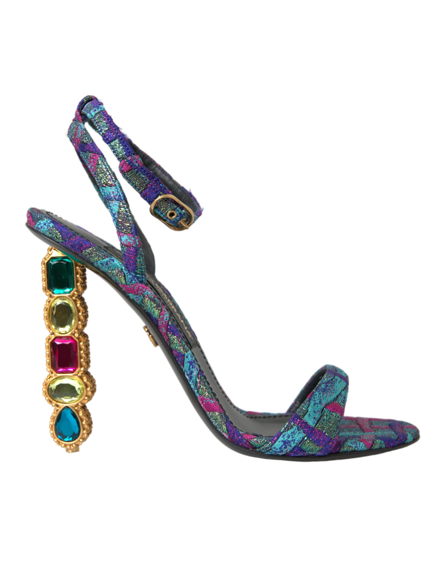 Dolce & Gabbana Multicolor Jacquard Crystals Sandals Shoes