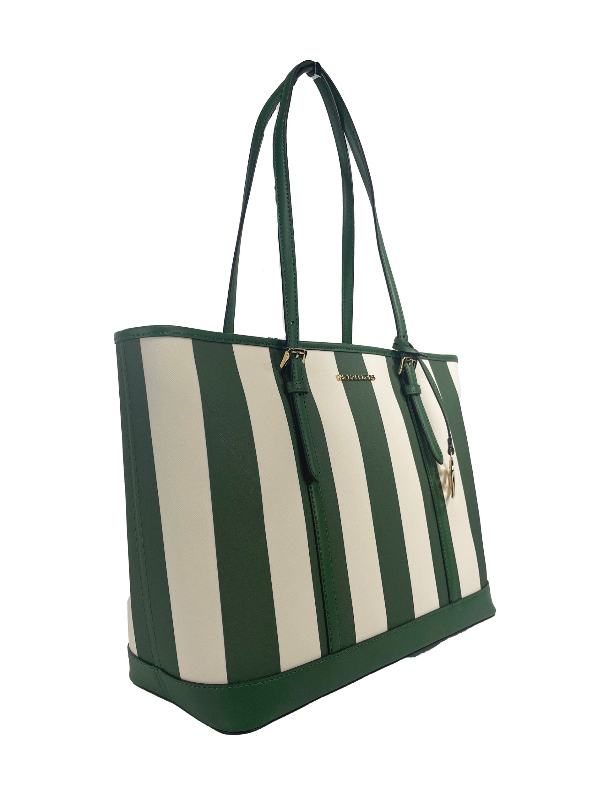 Michael Kors Jet Set Travel Large TZ Shoulder PVC Tote Bag Purse Fern Green - KALAJ