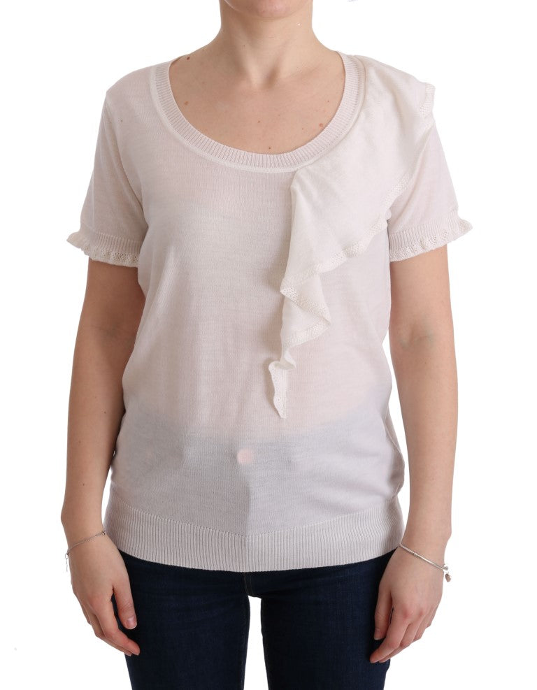 MARGHI LO' Elegant White Lana Wool Top