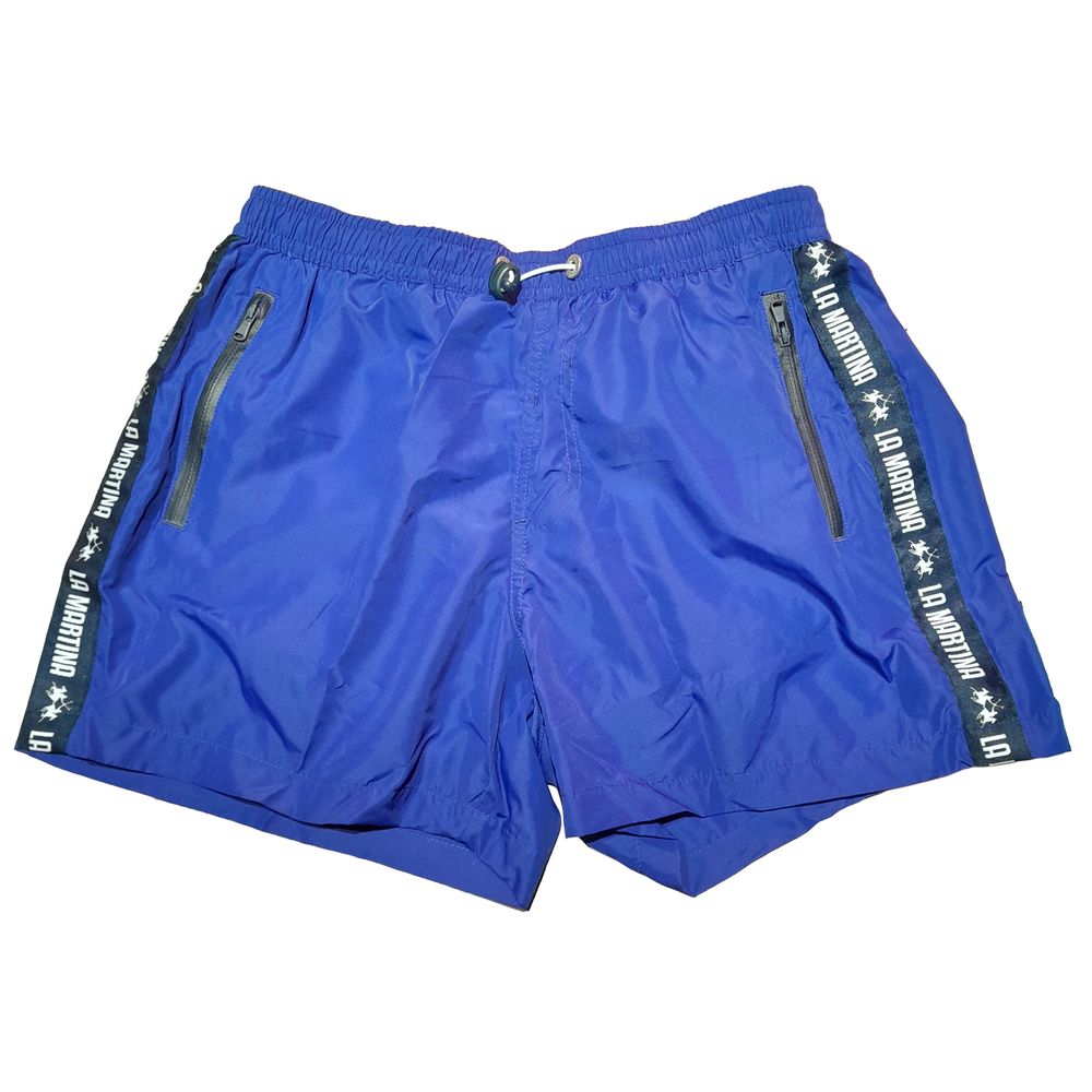 La Martina Blue Polyester Men Swim Trunks