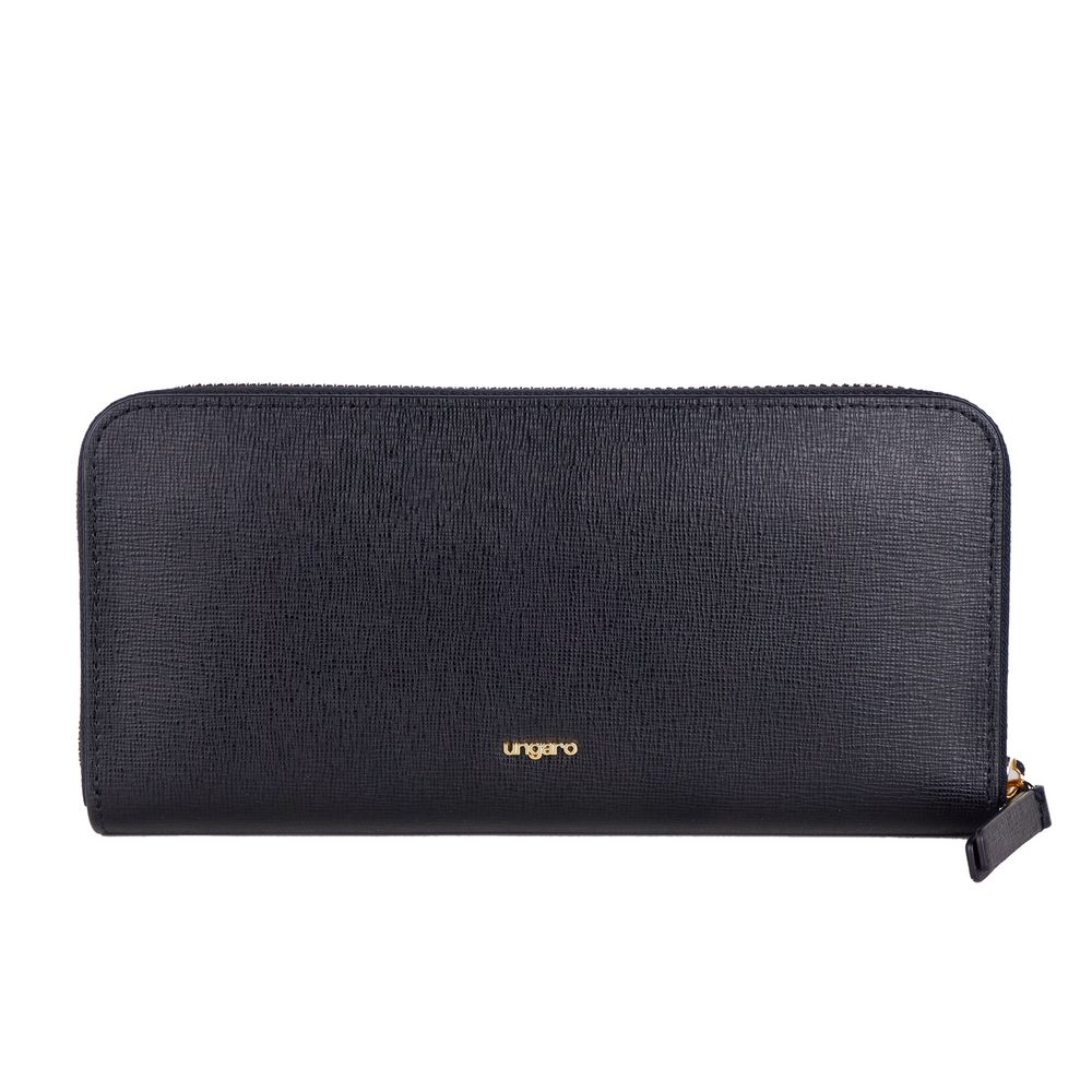 Ungaro Elegant Leather Zippered Wallet in Classic Black - KALAJ