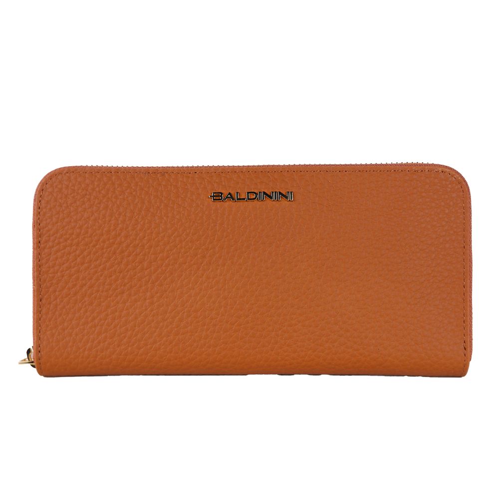 Baldinini Trend Elegant Orange Leather Wallet with Zipper - KALAJ