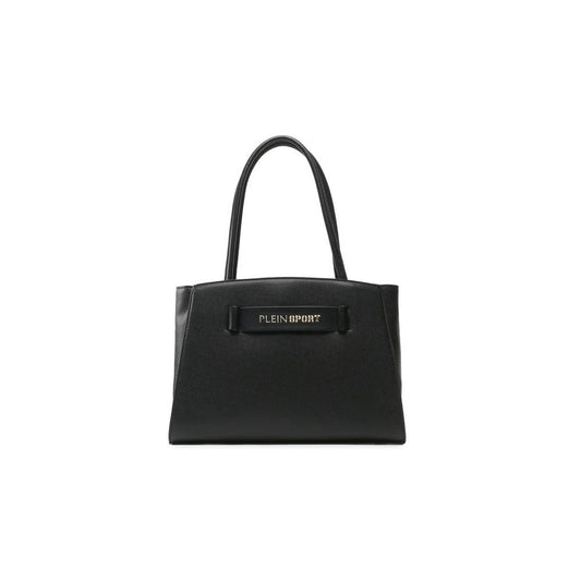 Plein Sport Chic Ebony Tote with Silver Logo Accent - KALAJ