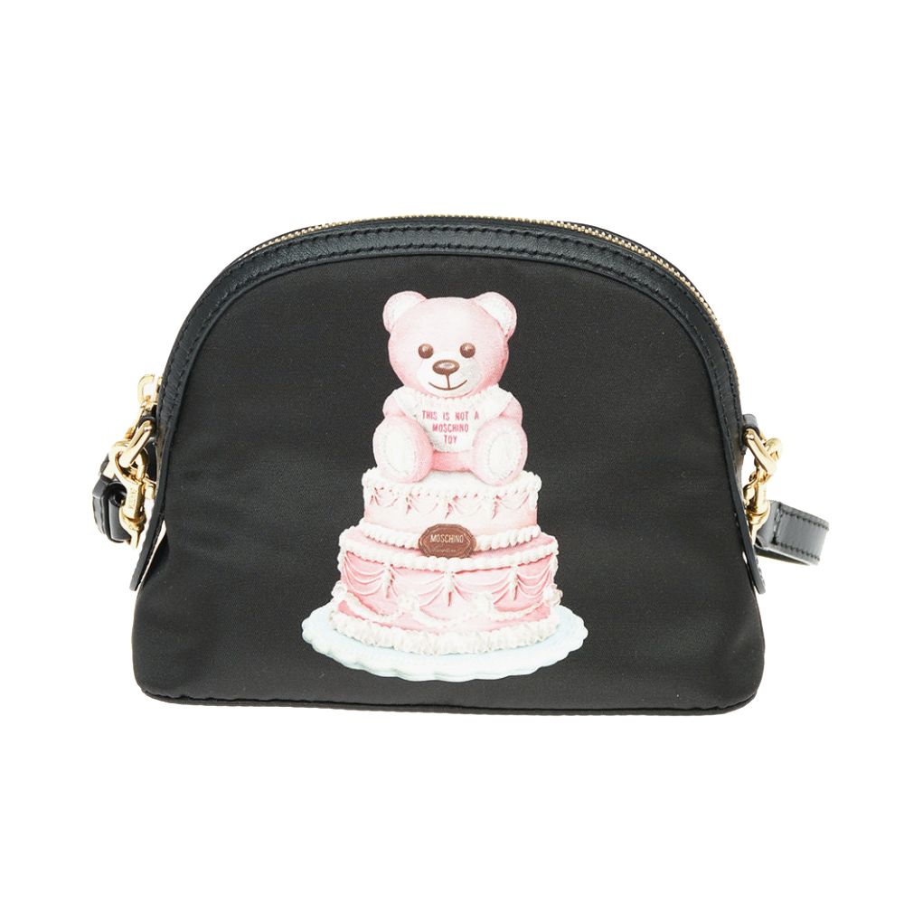 Moschino Couture Chic Teddy Bear Print Clutch with Calfskin Strap - KALAJ