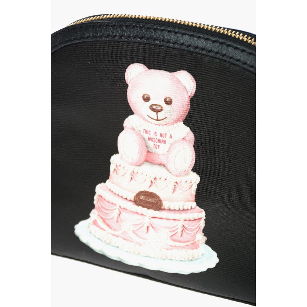 Moschino Couture Chic Teddy Bear Print Clutch with Calfskin Strap - KALAJ