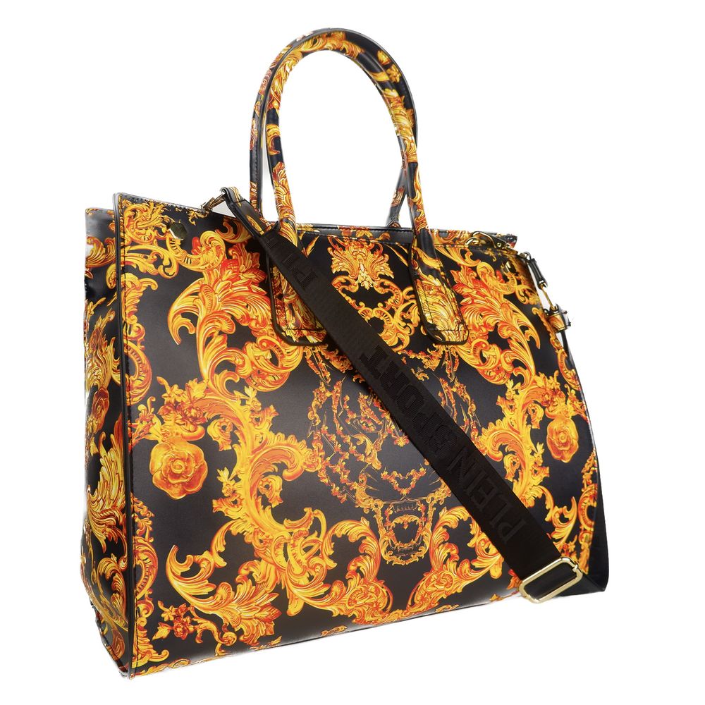 Plein Sport Elegant Black Shopper with Golden Accents - KALAJ