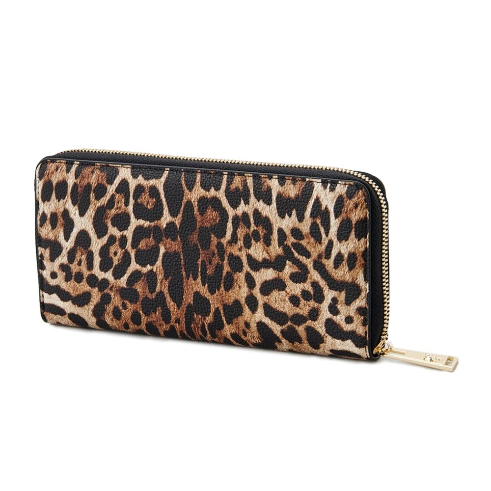 Plein Sport Sleek Designer Zipper Wallet with Gold Accents - KALAJ