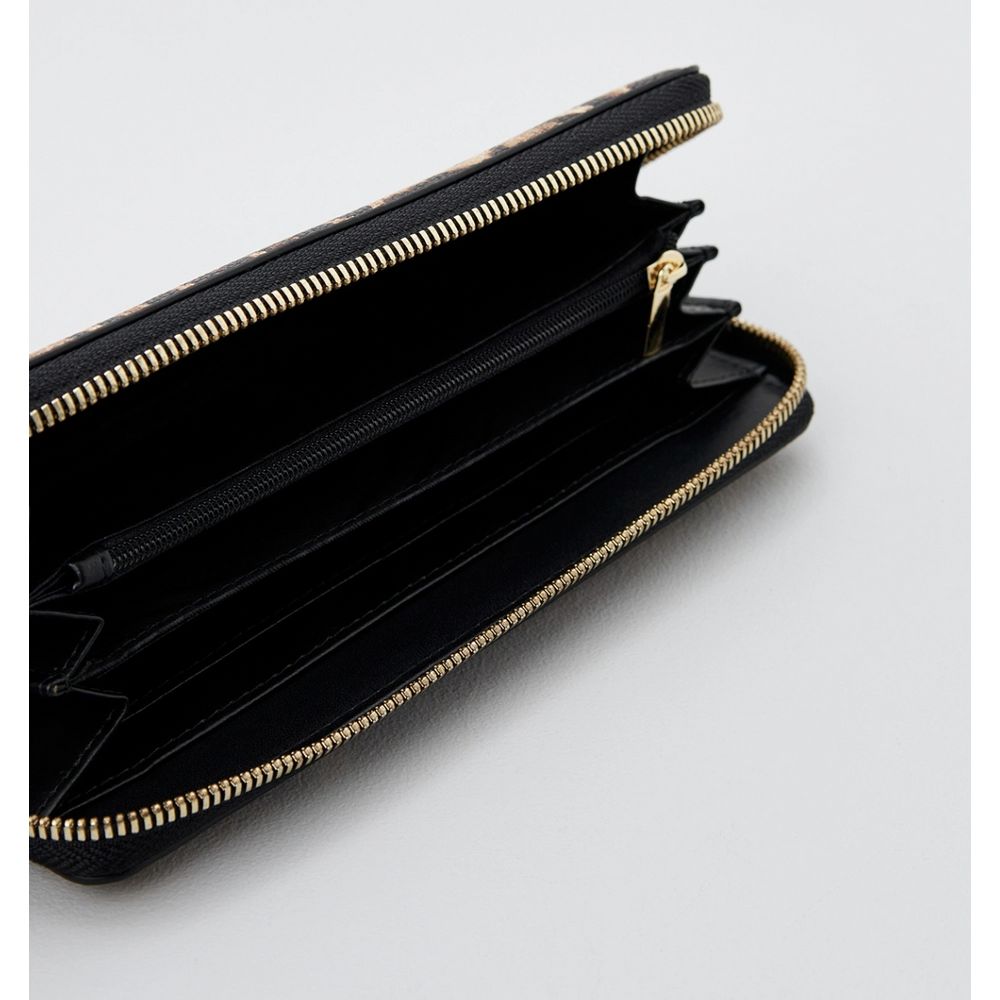 Plein Sport Sleek Designer Zipper Wallet with Gold Accents - KALAJ