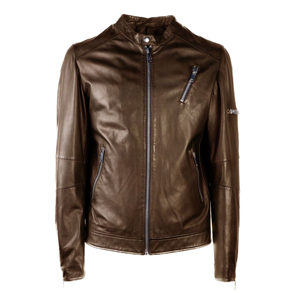 Emilio Romanelli Brown Leather Jackets & Coat