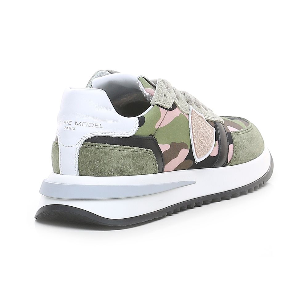 Philippe Model Chic Army Suede-Trimmed Fabric Sneakers