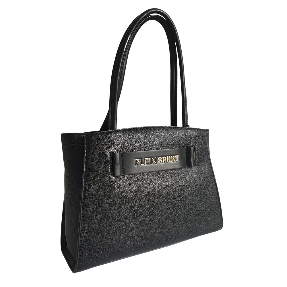 Plein Sport Sleek Black Three-Compartment Tote Bag - KALAJ