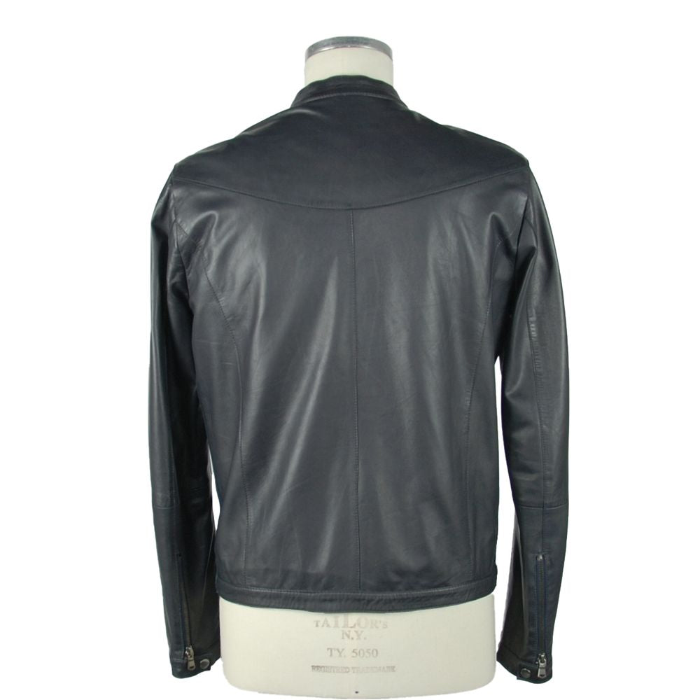 Emilio Romanelli Blue Leather Jackets & Coat