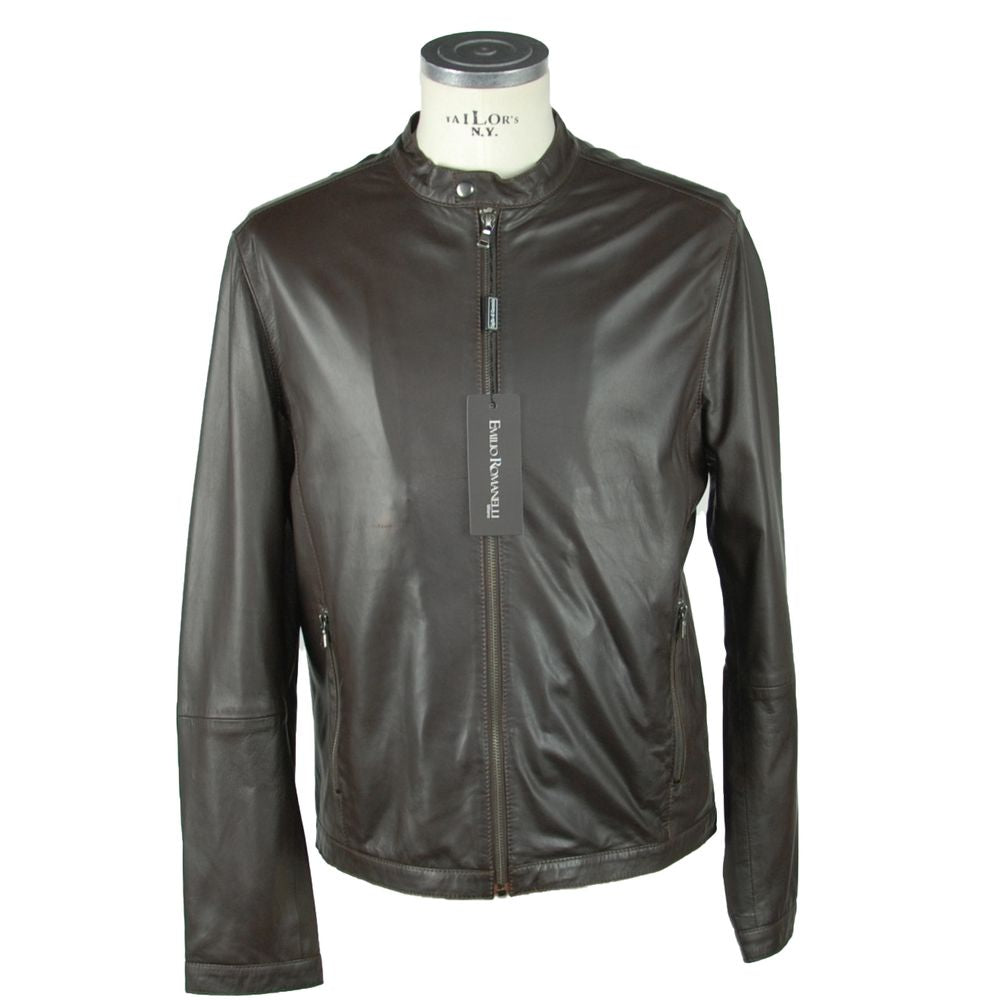 Emilio Romanelli Brown Leather Jackets & Coat