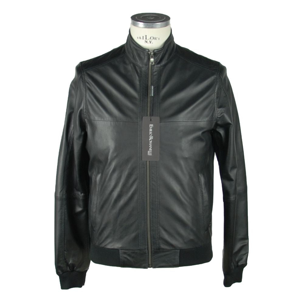 Emilio Romanelli Black Leather Jackets & Coat