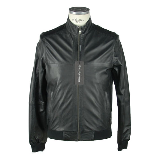 Emilio Romanelli Black Leather Jackets & Coat