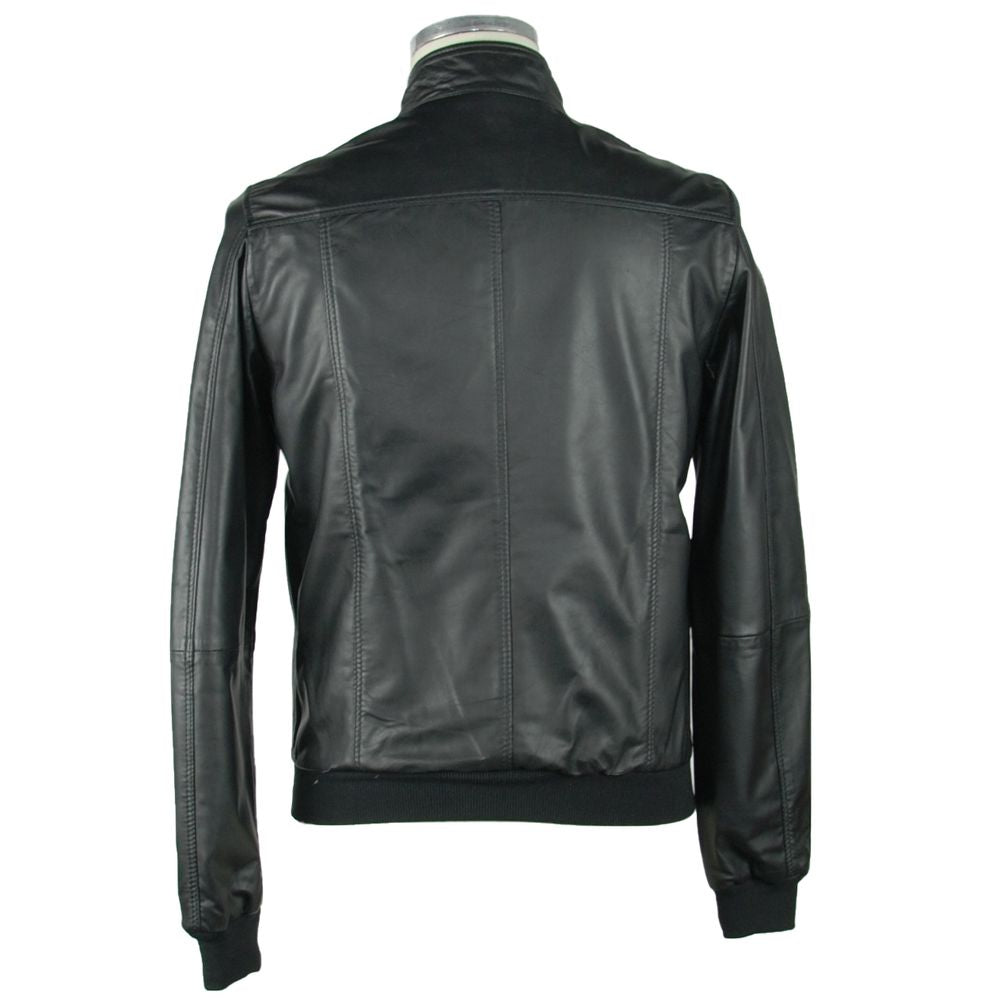 Emilio Romanelli Black Leather Jackets & Coat