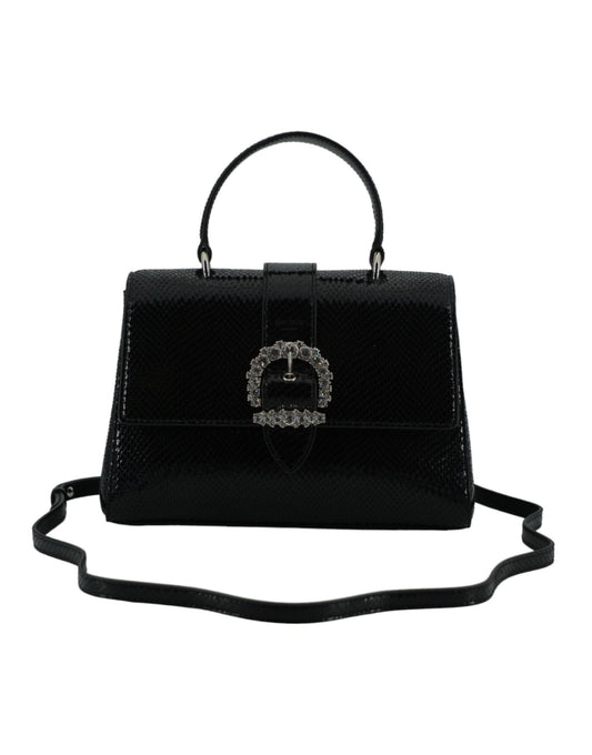 Jimmy Choo Black Leather Top Handle Shoulder Bag - KALAJ