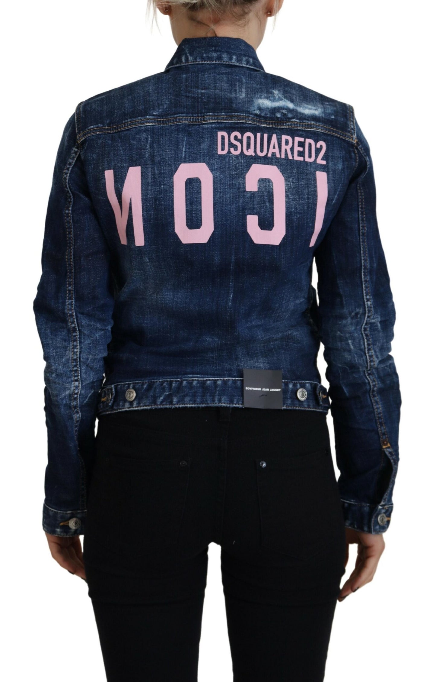 Dsquared² Blue Icon Printed Distressed Denim Jacket