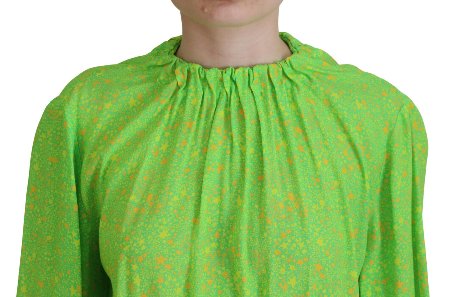 Dsquared² Green Stars Print Viscose Long Sleeves Blouse Top