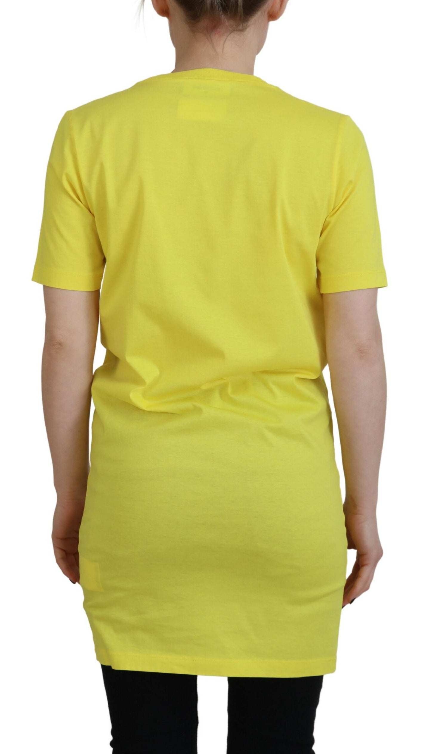 Dsquared² Yellow CottonShiny Icon Renny Dress Crewneck T-shirt