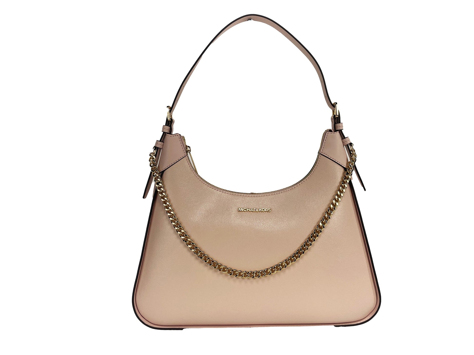 Michael Kors Wilma Large Smooth Leather Chain Shoulder Bag Purse Powder Blush - KALAJ