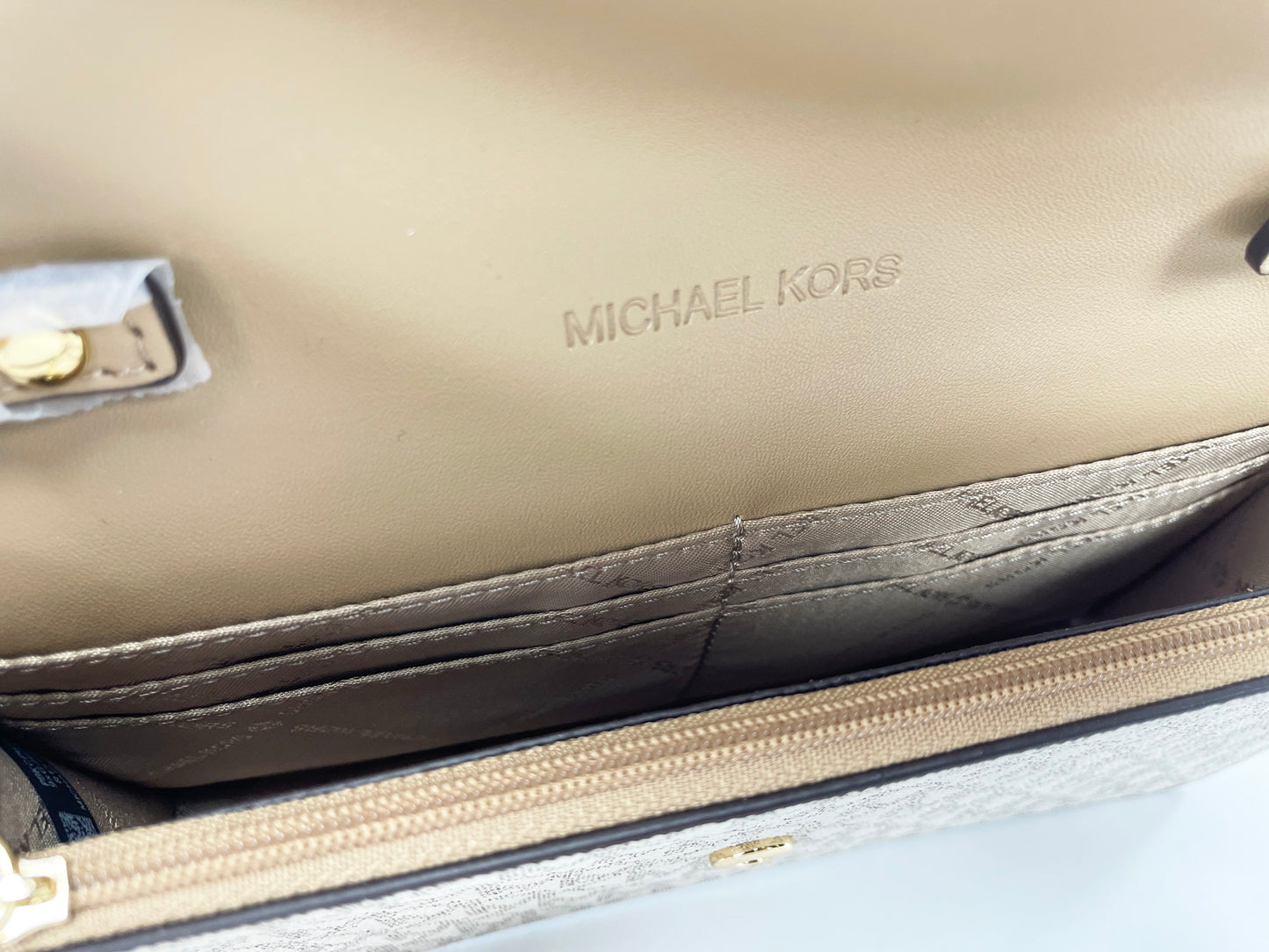 Michael Kors Jet Set Travel Pale Gold Small Flap Clutch Crossbody Bag - KALAJ