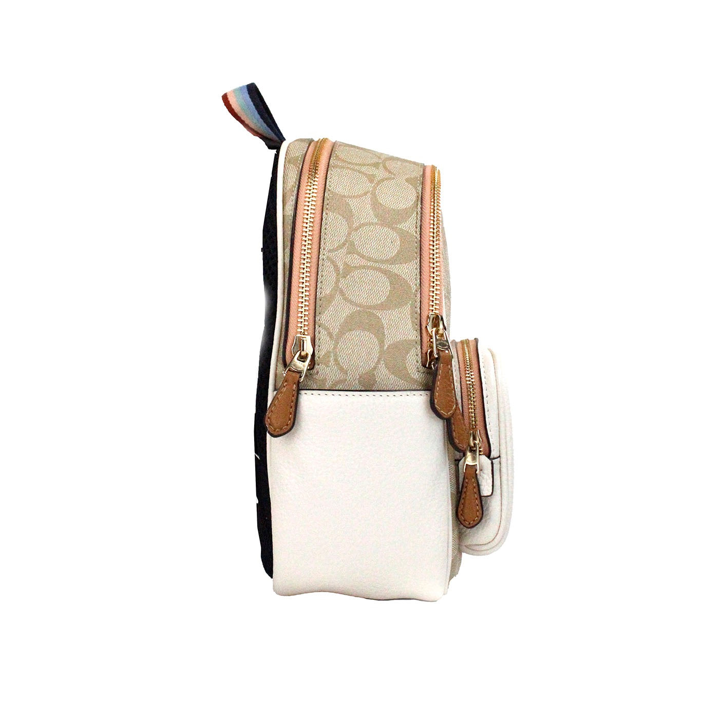 COACH Mini Court Signature Pear Motif Shoulder Backpack Bookbag Bag Chalk Taffy - KALAJ