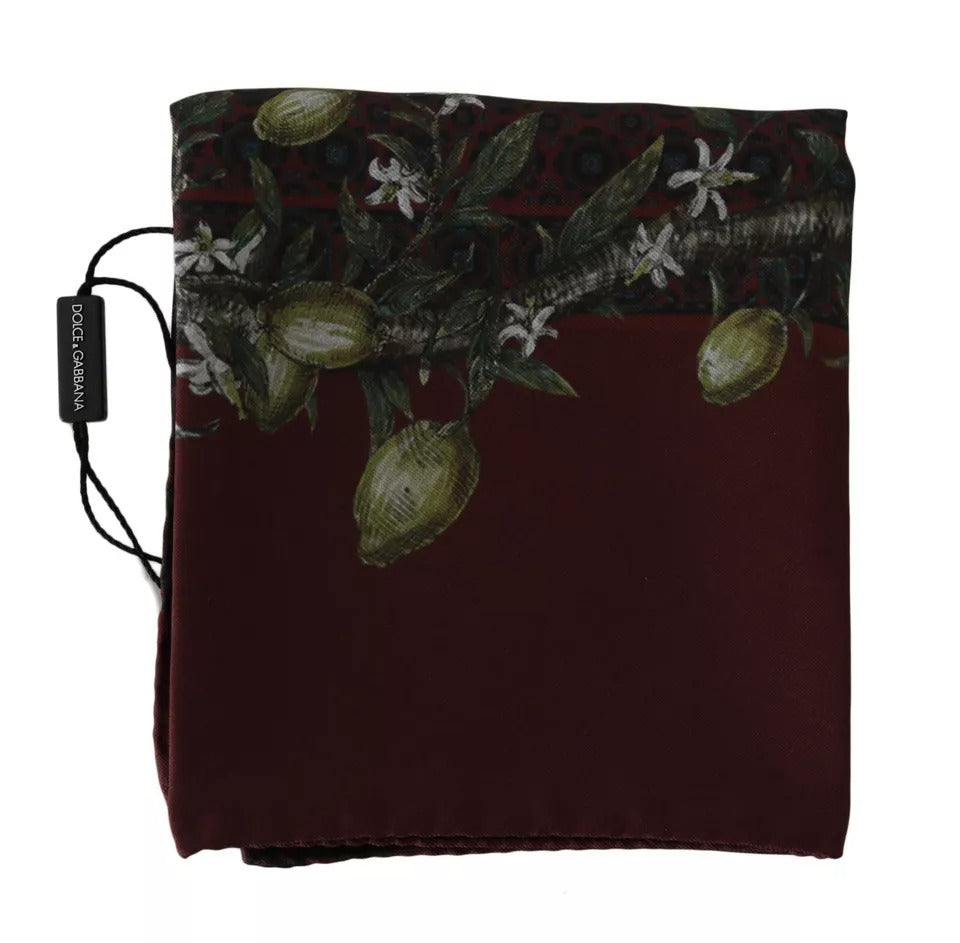 Dolce & Gabbana Bordeaux 100% Silk Floral Wrap Women Scarf - KALAJ