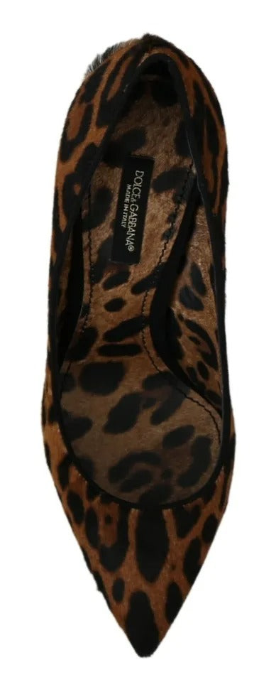 Dolce & Gabbana Brown Leopard Pony Hair Heels Pumps Shoes