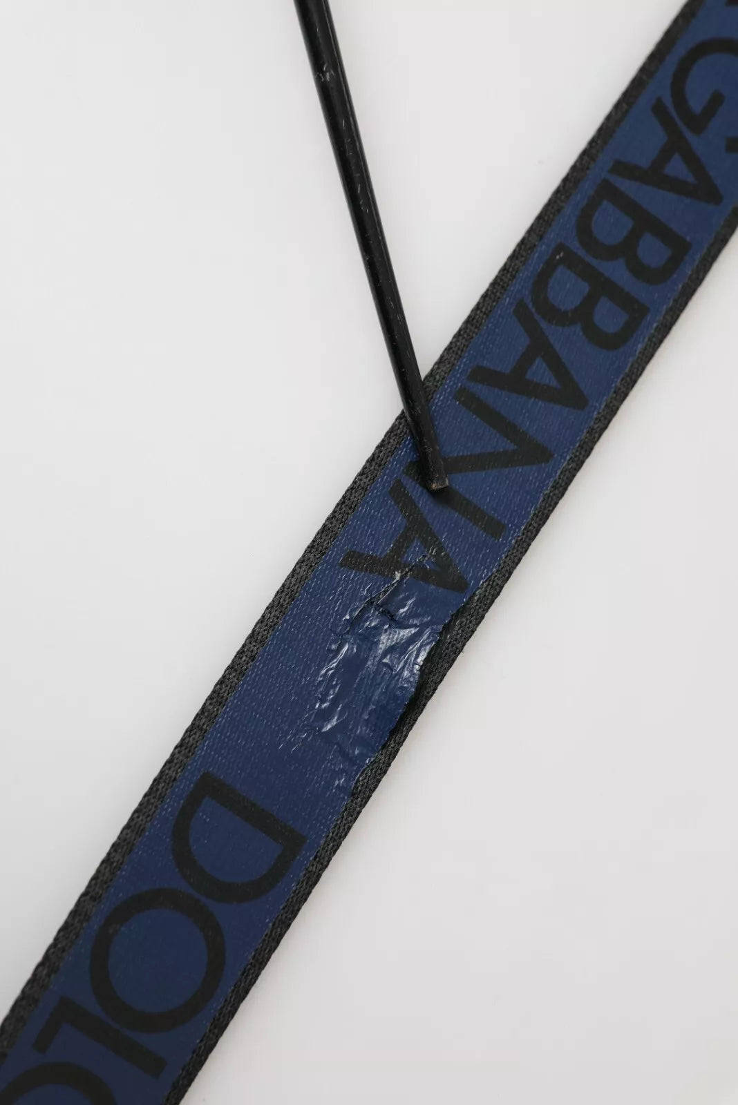 Dolce & Gabbana Black Blue Logo Silver Metal Buckle Belt - KALAJ