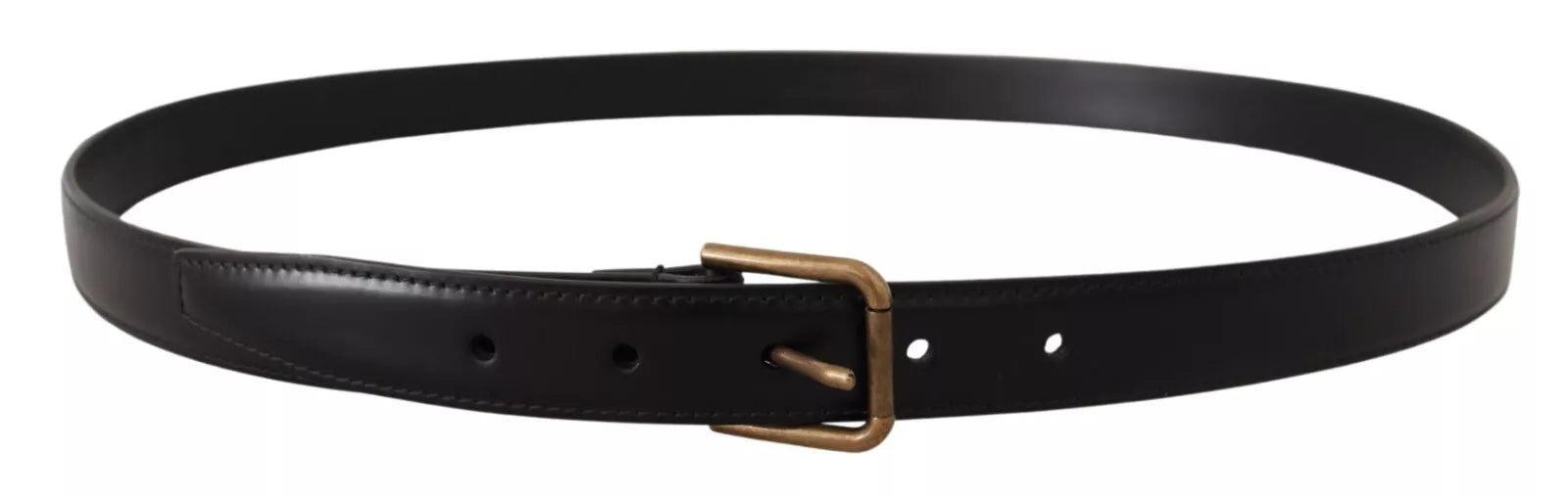 Dolce & Gabbana Black Classic Calf Leather Vintage Metal Buckle Belt - KALAJ