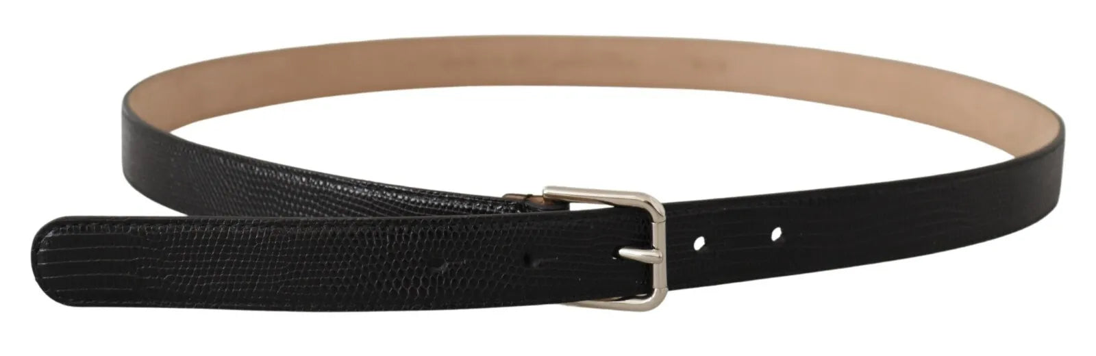 Dolce & Gabbana Black Classic Leather Silver Metal Buckle Belt - KALAJ