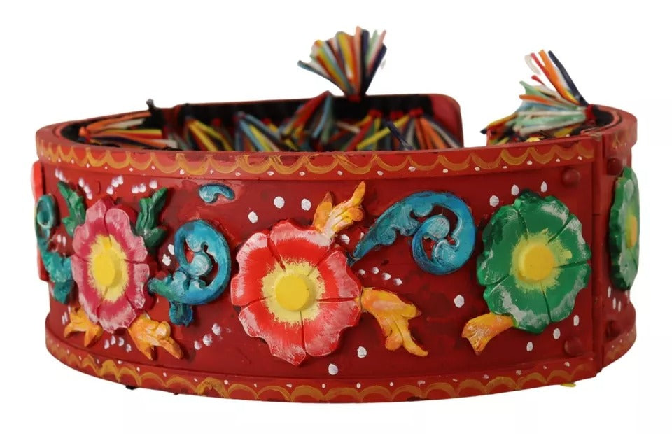 Dolce & Gabbana Multicolor Floral Wide Waist Carretto Belt - KALAJ