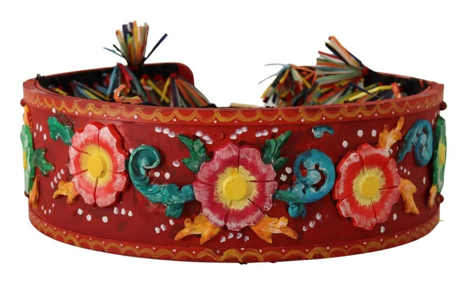 Dolce & Gabbana Multicolor Floral Wide Waist Carretto Belt - KALAJ