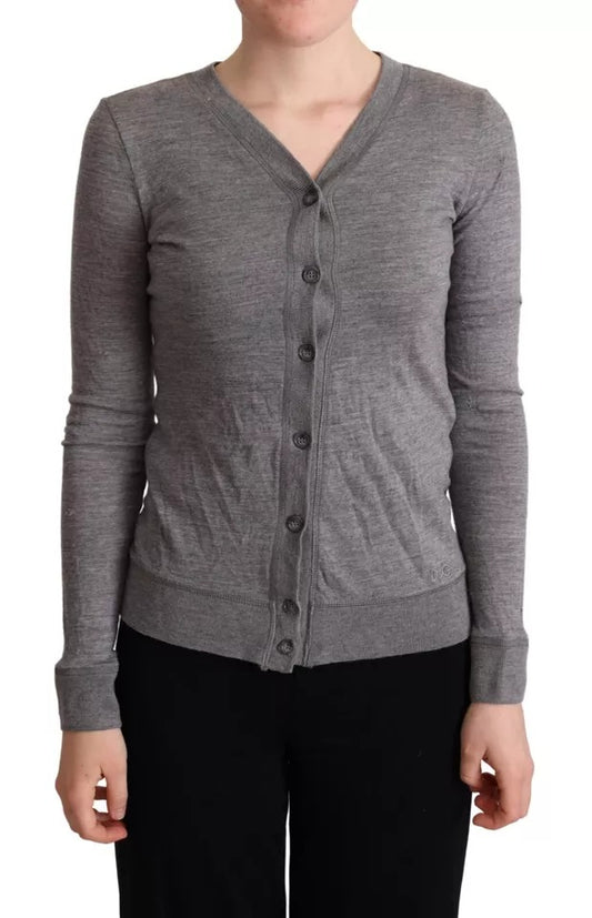 Dolce & Gabbana Gray Wool Button Down Cardigan Sweater